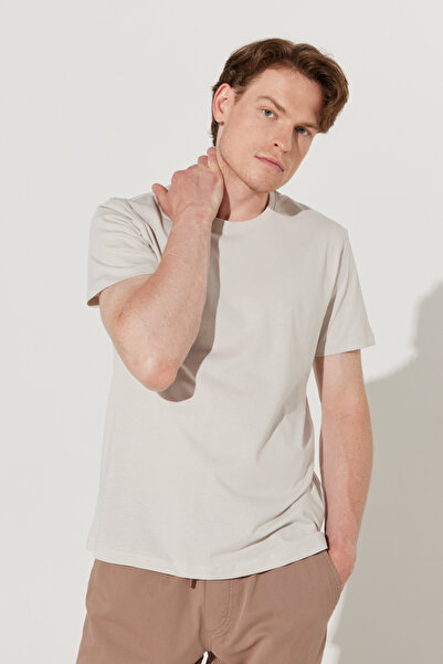 AC&Co / Altınyıldız Classics Ανδρικό/unisex γκρι μπλουζάκι με λεπτή εφαρμογή 100% βαμβακερό λαιμόκοψη