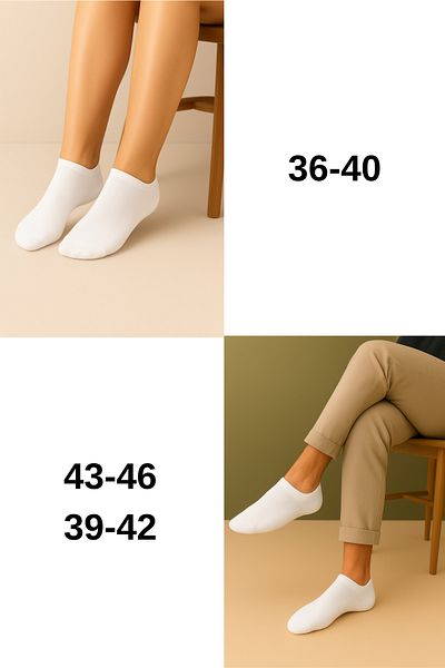 BENİSA ÇORAP Bamboo 6 Pairs Booties White Socks Seamless