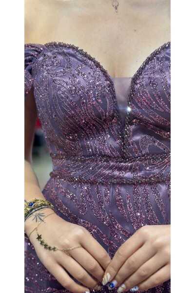 Abiyeniall Levendulagyöngyökkel hímzett Madonnagallérral, szoknyával, csillogó hosszú estélyi ruha 7547