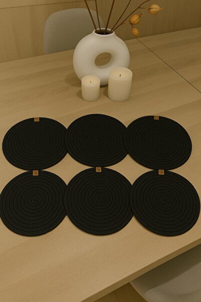 Alper Banyo 2 Adet Siyah Jüt Supla Takımı, Amerikan Servis Seti, Lüx Sunum Tabak Altlığı ( 33 x 33 cm )