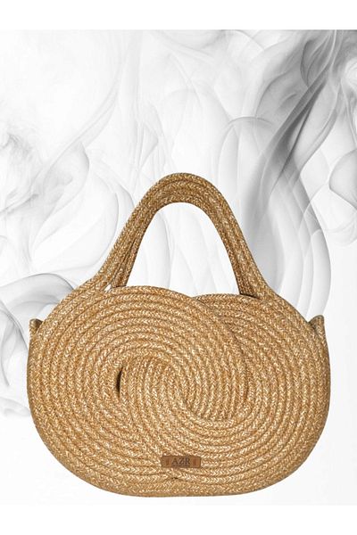 AZR HOME DESİGN Natural jute rope handmade straw handbag