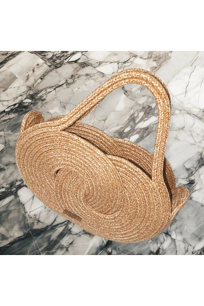 AZR HOME DESİGN Natural jute rope handmade straw handbag