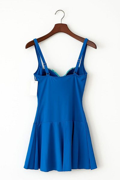 Dagi Costum de baie pentru femei cu fusta albastra si corset drapat
