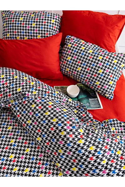 CAQQA Russel 4 Pillow Case Premium Double Duvet Cover Set |   Elastic Sheet