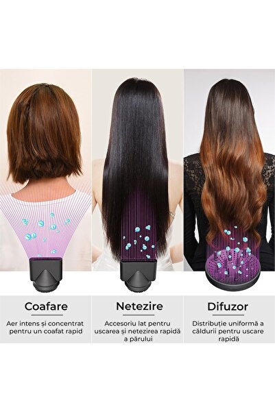 Regal Bliss Uscator de par profesional ionic ®, Putere 2000W, Set 3 Accesorii, Roz si Negru