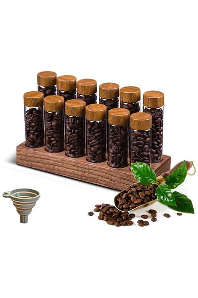 Generic علبة قهوة شفافة لتخزين حبوب القهوة، 12 قطعة