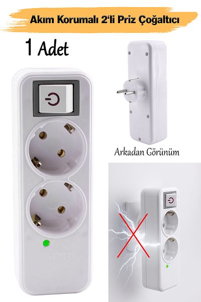 Badem10 2-Piece Group Socket with Wireless Surge Protection Switched Plug Socket with Golyat Button Grounded Multi Coupler