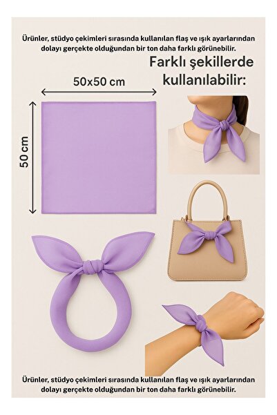 VOOP Beyaz Renkli Düz Şifon Fular Çok Amaçlı Aksesuar 50x50