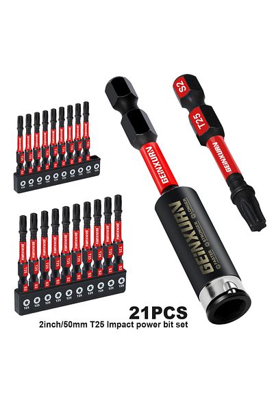 Choice 2inches 21pcs Geinxurn 2inches Impact Magnetic #25 Torx Screwdriver Bit Set,s2 Alloy Steel Power Bit