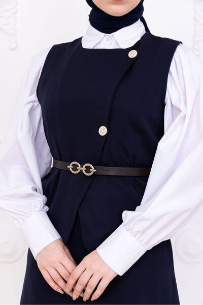 BURCU TESETTÜR Belted Vest and Skirt Suit 2501
