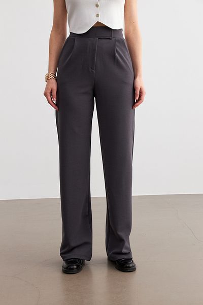 Trendseninle Women's Anthracite Lycra Velcro Closure Palazzo Trousers