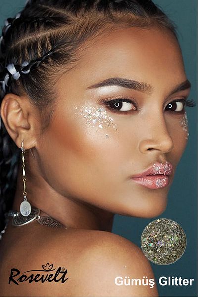 ROSEVELT Silver Colored Glitter Glitter - Glittering Face Makeup