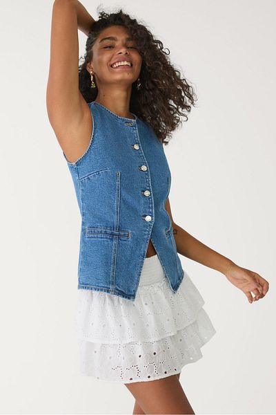 Stradivarius بلوزة جينز بأزرار