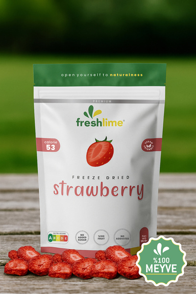 freshlime Çilek Kuru Meyve Cipsi - Freeze Dried Çıtır Çilek - Dondurularak Ku...