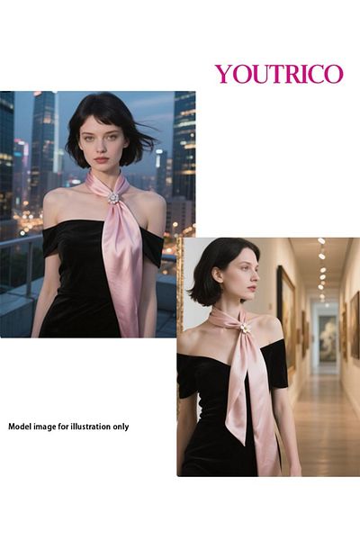 Youtrico New Camellia Silk Scarf Buckle Set - 5-Pack Elegant Floral Accessories for Women