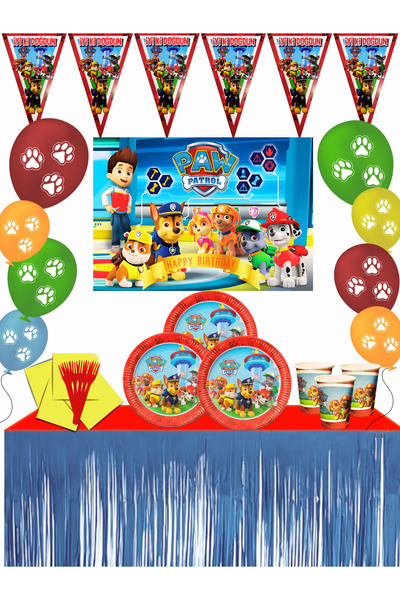 snowparty Paw Patrol Paw Petrol 24 Kişilik Afişli Masa Etekli Doğum Günü Part...