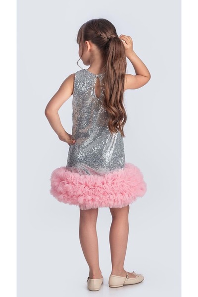 Mnk Baby&Kids Sequin Sequin Ipesitos Tutu Children's Evening Dress M00743 Gray