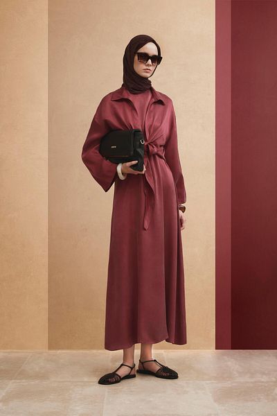 Armine Lyocell Shirt Dress Suit 25Yd4253 Burgundy
