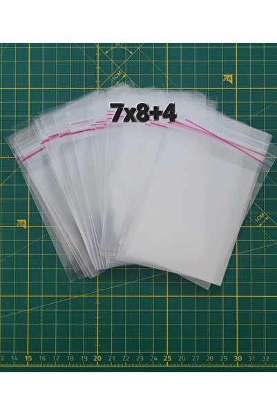 arminow YAPIŞKAN BANTLI ŞEFFAF POŞET 7X8+4 CM (7X12 CM) 100 ADET - BİJUTERİ/TAKI İÇİN UYGUNDUR.