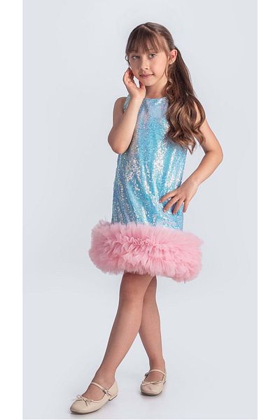 Mnk Baby&Kids Sequin Sequin Ifestos Crown Tutu Παιδικό βραδινό φόρεμα ειδικής περίστασης M00743 Μπλε