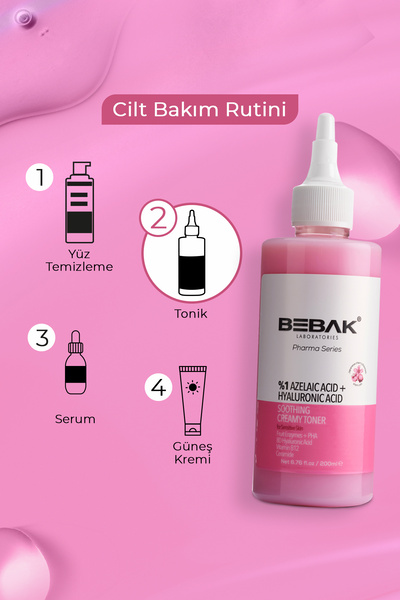 Bebak Pharma Hassas Cilt Tonu Eşitleyici, Bariyer Güçlendirici, Arındırıcı Tonik 200 ml