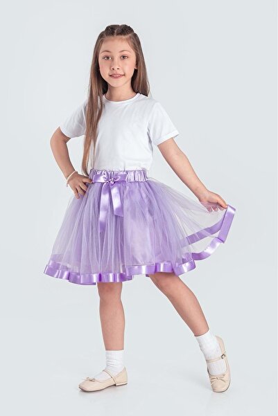 Mnk Baby&Kids Σατέν Ριγέ Tutu Κοριτσίστικη Φούστα M00728 LILA