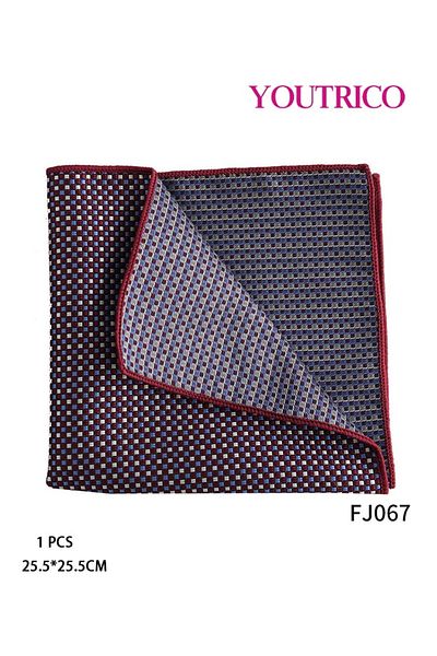 Youtrico Burgundy Vintage Pocket Square - Elegant Men's Handkerchief for Suit and Formal Wear
