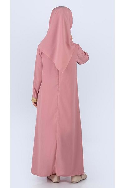 Mnk Baby&Kids Rochie de rugăciune hijab din țesătură de mătase Medina cu eșarfă M00742 roz