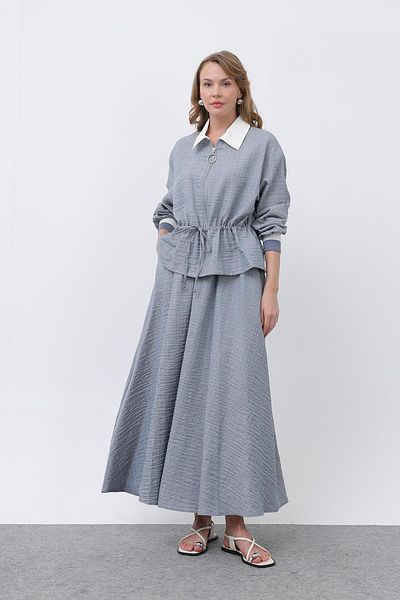 Puane Elastic Waist and Ribbed Skirt Suit