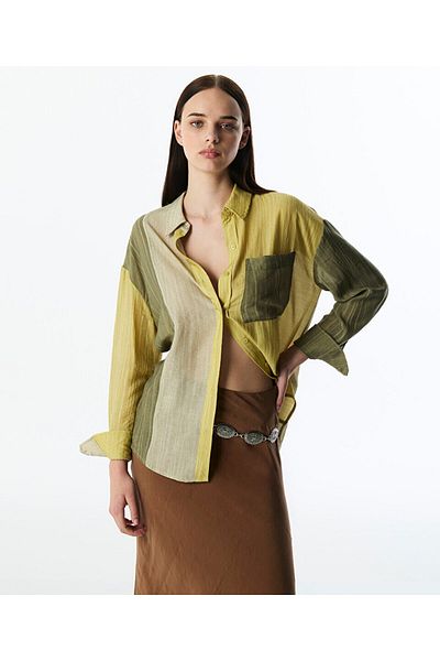Twist Textured Colorblock Shirt