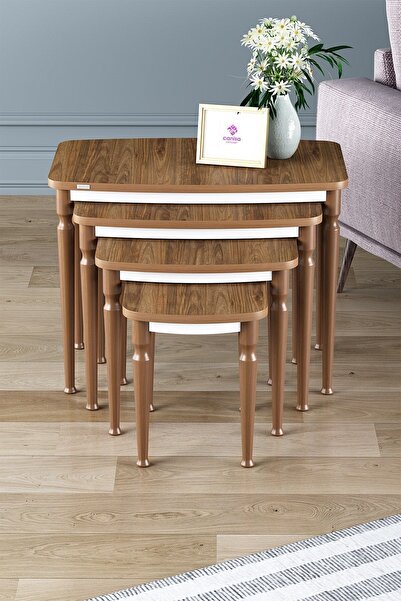 Canisa Tawe Serisi 1.Sınıf MDF Ceviz Gürgen Ayak Zigon ve Orta Sehpa Takımı