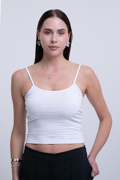 AFLOOW Women's White Basic 100% Cotton Thin Strap Undershirt