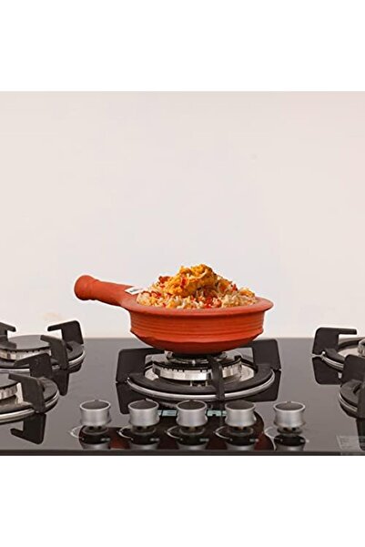 Olsenmark 19cm Clay Fry Pan – Deep Design Eco Friendly Even Heat Cooking Ideal For Frying Steaming Meals