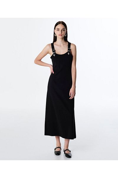 Twist Combed Cotton Dress with Metal Buckle