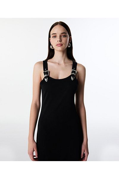Twist Combed Cotton Dress with Metal Buckle