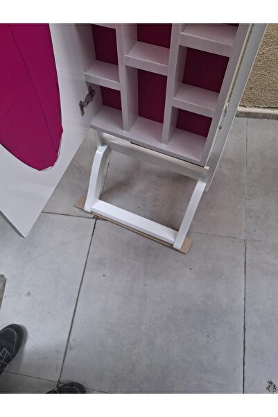 BENGİ TİCARET Ayna boy 13677 Takı Dolap Ahşap MDF Parlak Beyaz Lake Natüre Kl...