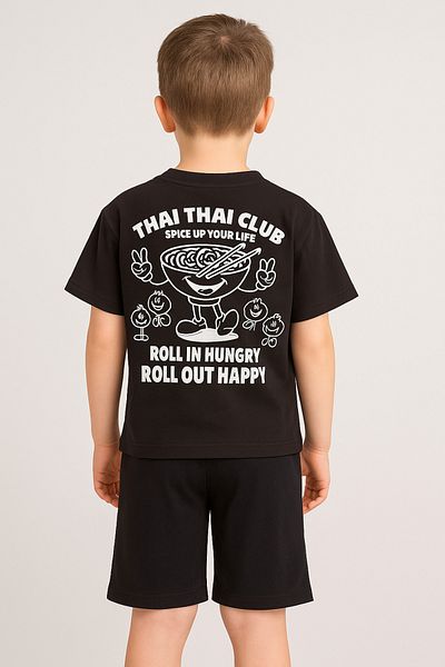 e-çocuk Boy's Thai Printed Shorts Combed Cotton Suit