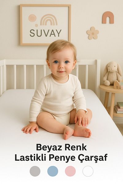 SUVAY White Baby Fitted Sheet 100% Cotton Combed Park Bed |   60X120 |   70X110 |   70X120 |   70X130 |   70X140