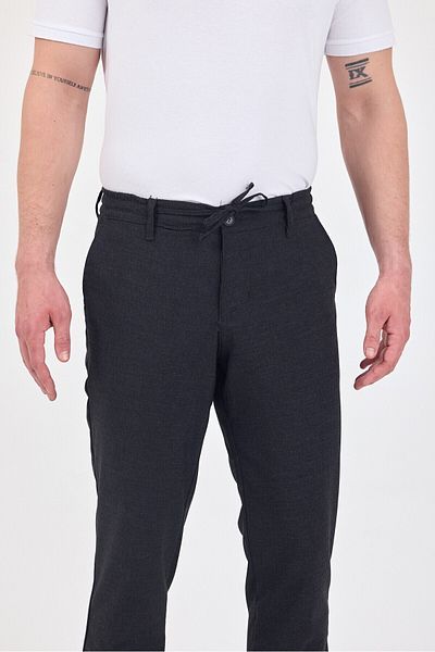 TheSeason Men's Anthracite Lycra Elastic Comfort Fit Chino Trousers