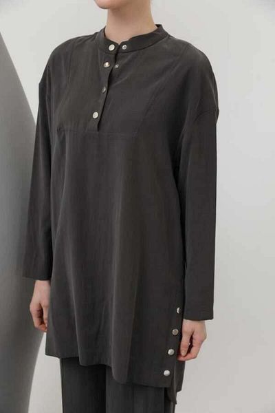 Puane Judge Collar Button Detail Trouser Suit