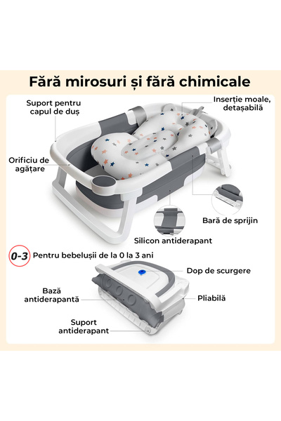 Pitikot Pitikot®️ baby bathtub, with textile cushion, portable, foldable in 2 ways