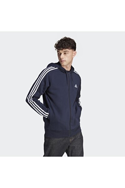 adidas Ανδρικά Απαραίτητα: Φούτερ French Terry με 3 Ρίγες και Ολόσωμο Φερμουάρ S