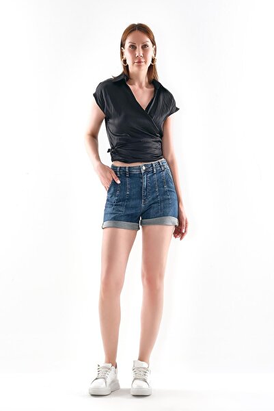 EXPLOSION Dikiş Detaylı Jean Şort