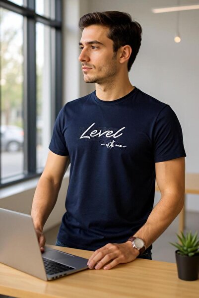 Tex Republic Muška tamnoplava Vezena mekana Pamuk T-shirt