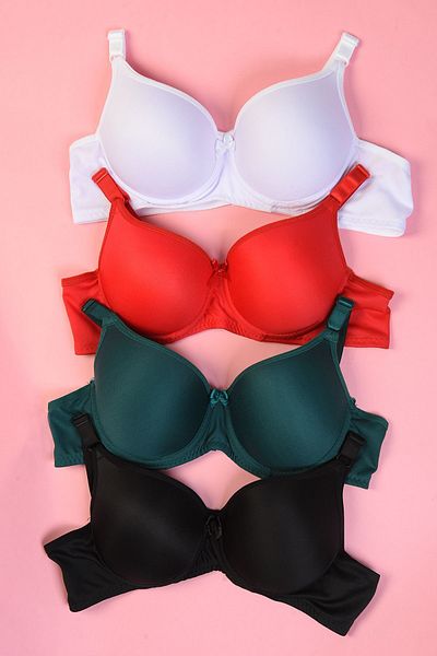 AURRARİ 4 Push Up Padded σουτιέν - Λευκό, Κόκκινο, Σμαραγδένιο Μαύρο