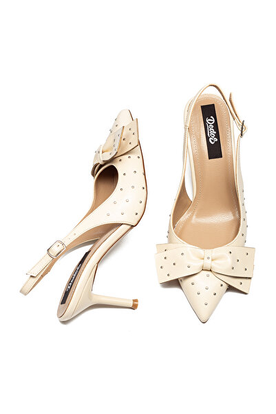 Dedos Жіночі туфлі на високих підборах зі шпилькою, з відкритою задньою частиною та деталями із заклепками, розмір 260