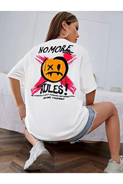 Tight Lady Ön Arka Baskılı %100 Pamuk Süper Kalite Penye Oversize T-shirt