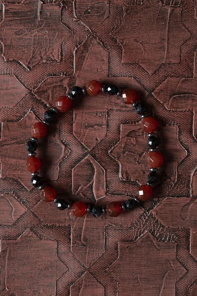 Saff Doğal Taş Certified Facet Cut Red Agate & Black Tourmaline Natural Gemstone Bracelet – Saff Natural Gemstone
