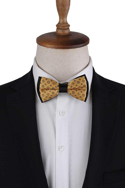 La Pescara Saffron Motif Pattern Bow Tie P1980