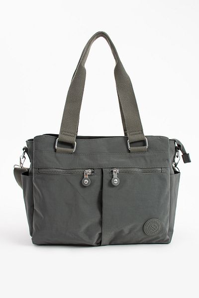 Sanmorris Culoare gri închis - Geantă din țesătură șifonată rezistentă la apă de dimensiuni mari, cu crossbody și curea de umăr